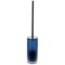 Toilet Brush Holder, Blue in Polished Chrome Steel and Glass